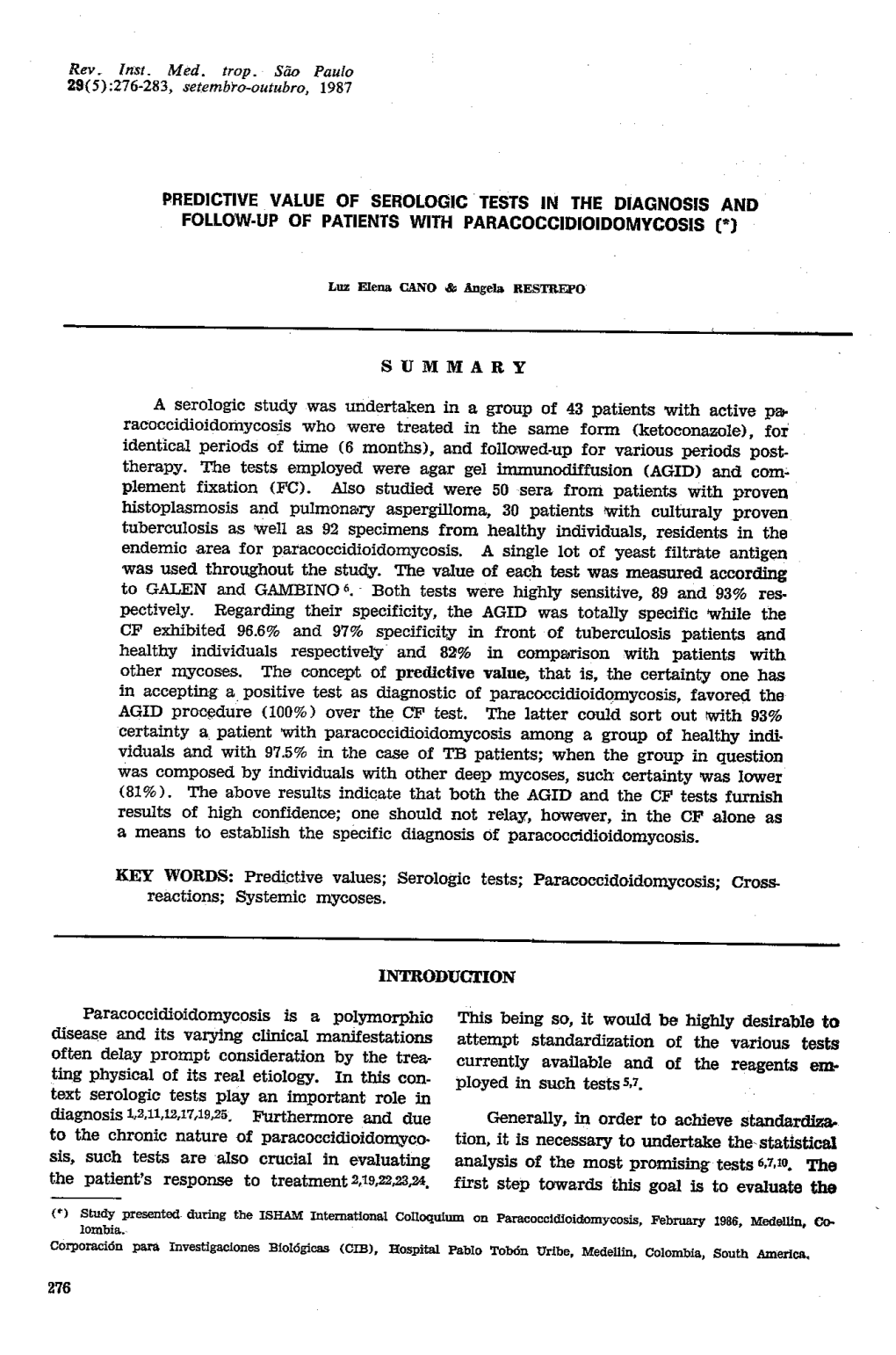 Page 1 Rev. Inst. Med. Trop. São Paulo 29(5):276-283, Setembro-Outubro