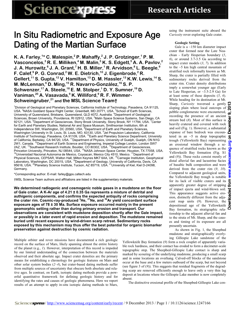 In Situ Radiometric and Exposure Age Dating of The