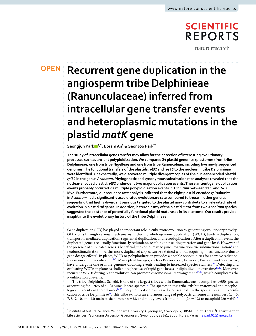 Recurrent Gene Duplication in the Angiosperm Tribe Delphinieae