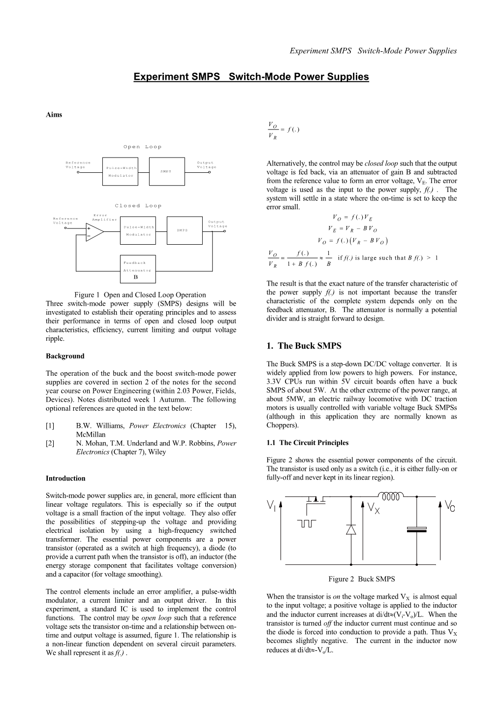 Experiment M Switch-Mode Power Supplies