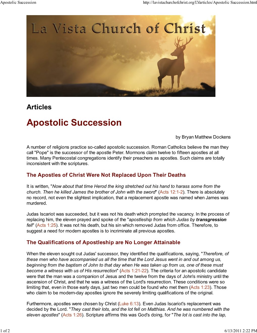 Apostolic Succession Succession.Html