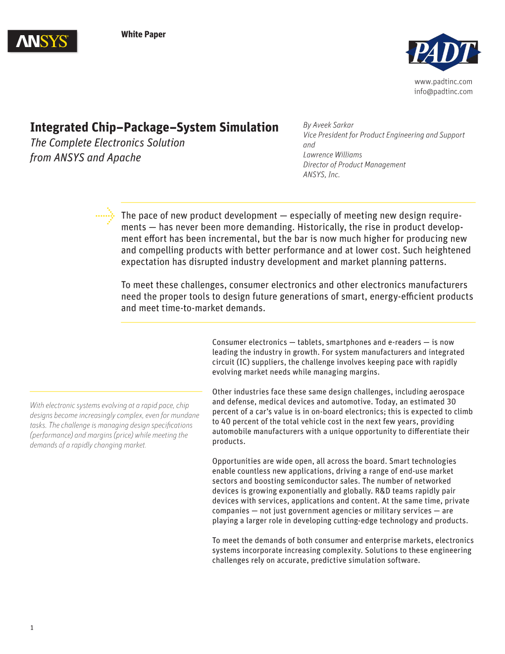 Integrated Chip–Package–System Simulation the Complete Electronics Solution from ANSYS and Apache