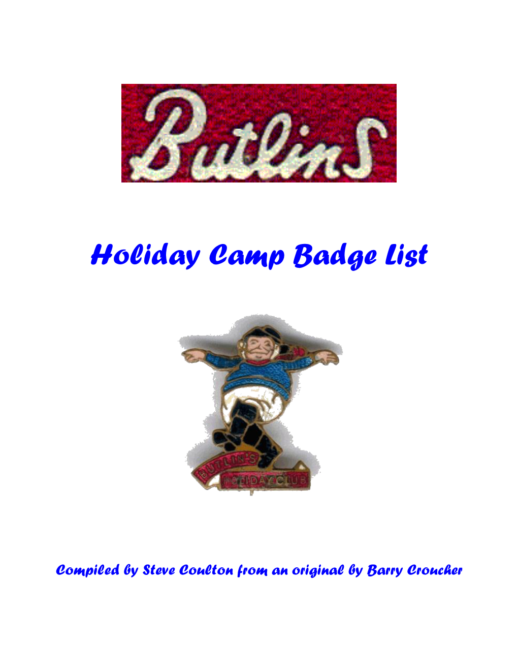 Holiday Camp Badge List