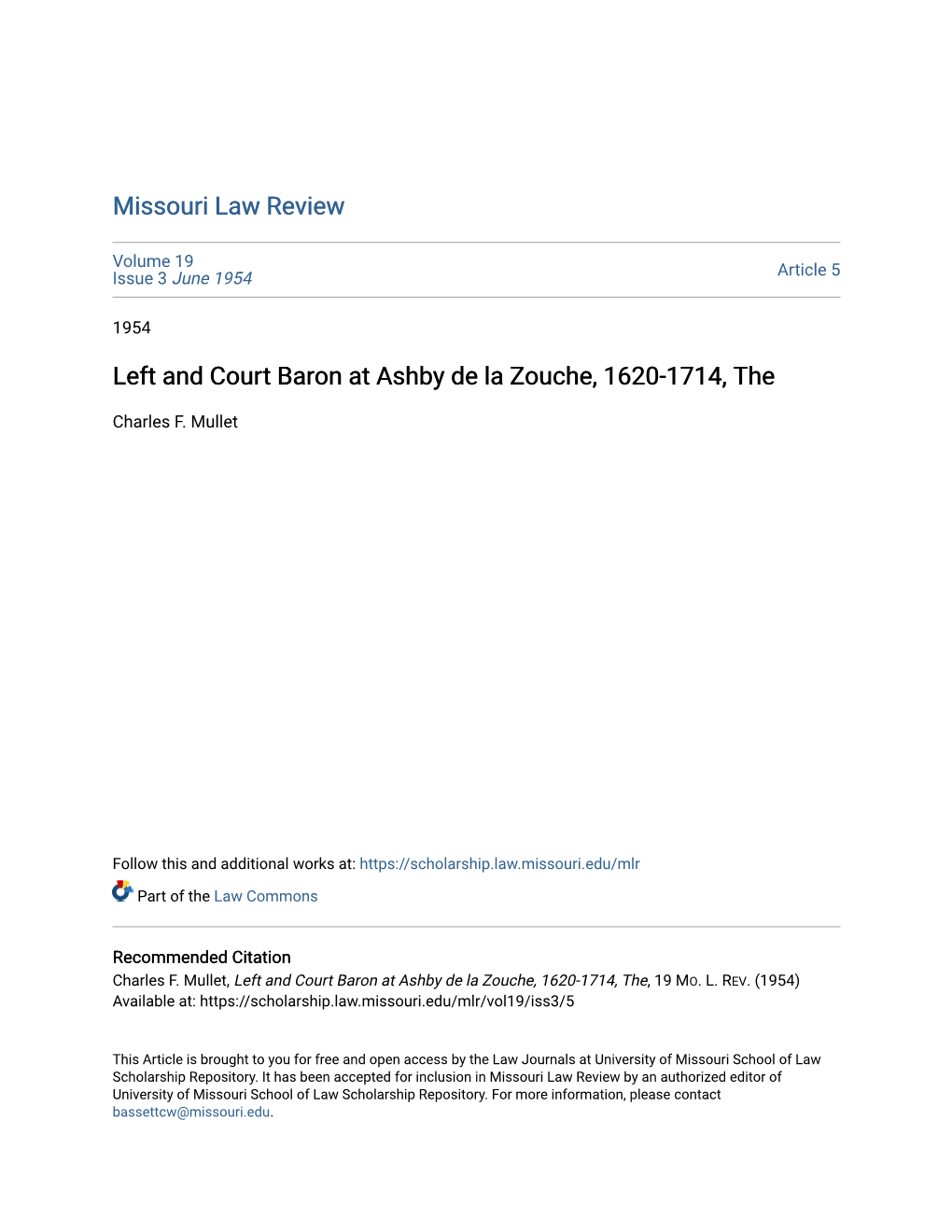 Left and Court Baron at Ashby De La Zouche, 1620-1714, The
