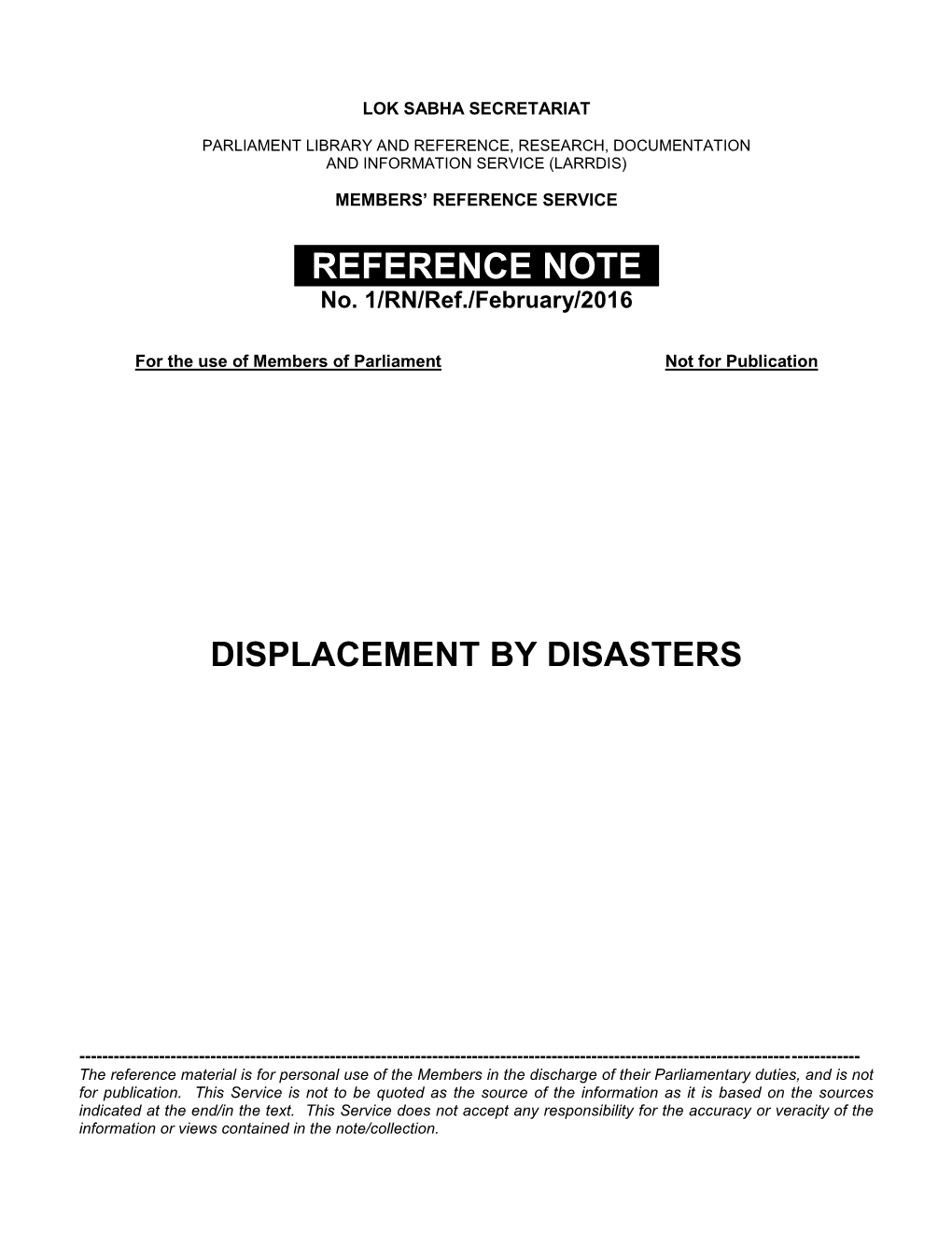 Displacement by Disasters