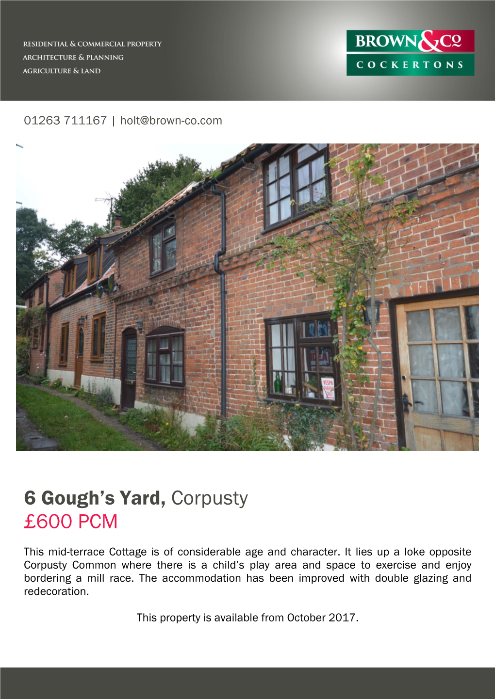 6 Gough's Yard, Corpusty £600