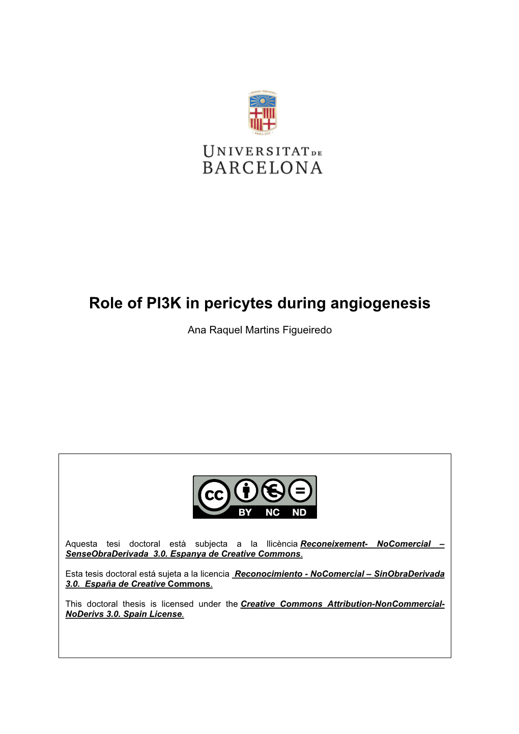 Role of PI3K in Pericytes During Angiogenesis