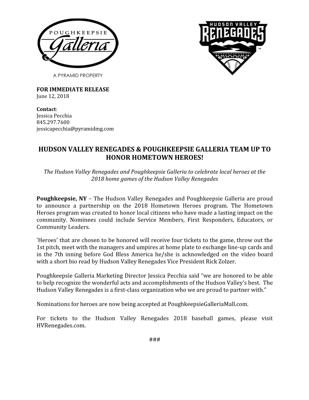 Hudson Valley Renegades & Poughkeepsie Galleria Team