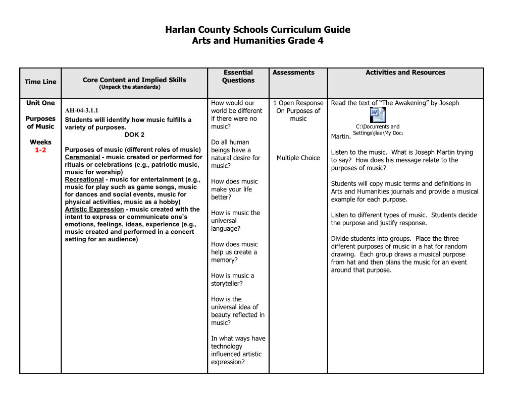 Curriculum Pacing Guide