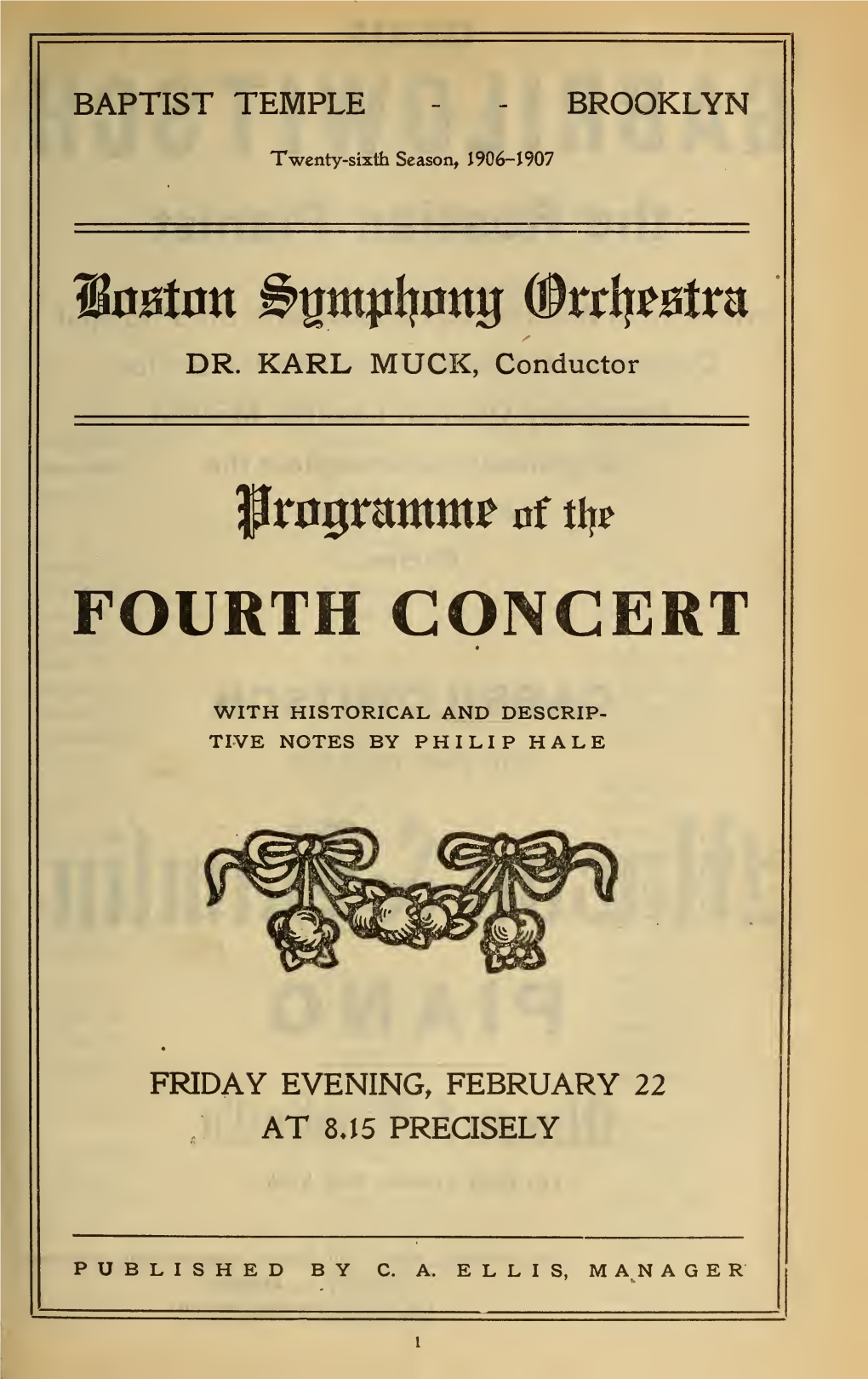 Boston Symphony Orchestra Concert Programs, Season 26,1906-1907, Trip