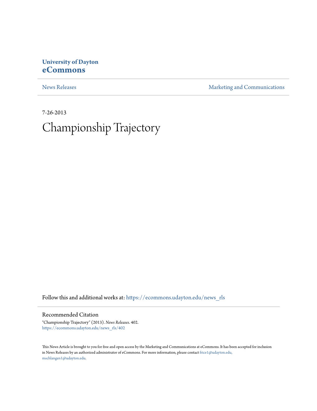 Championship Trajectory