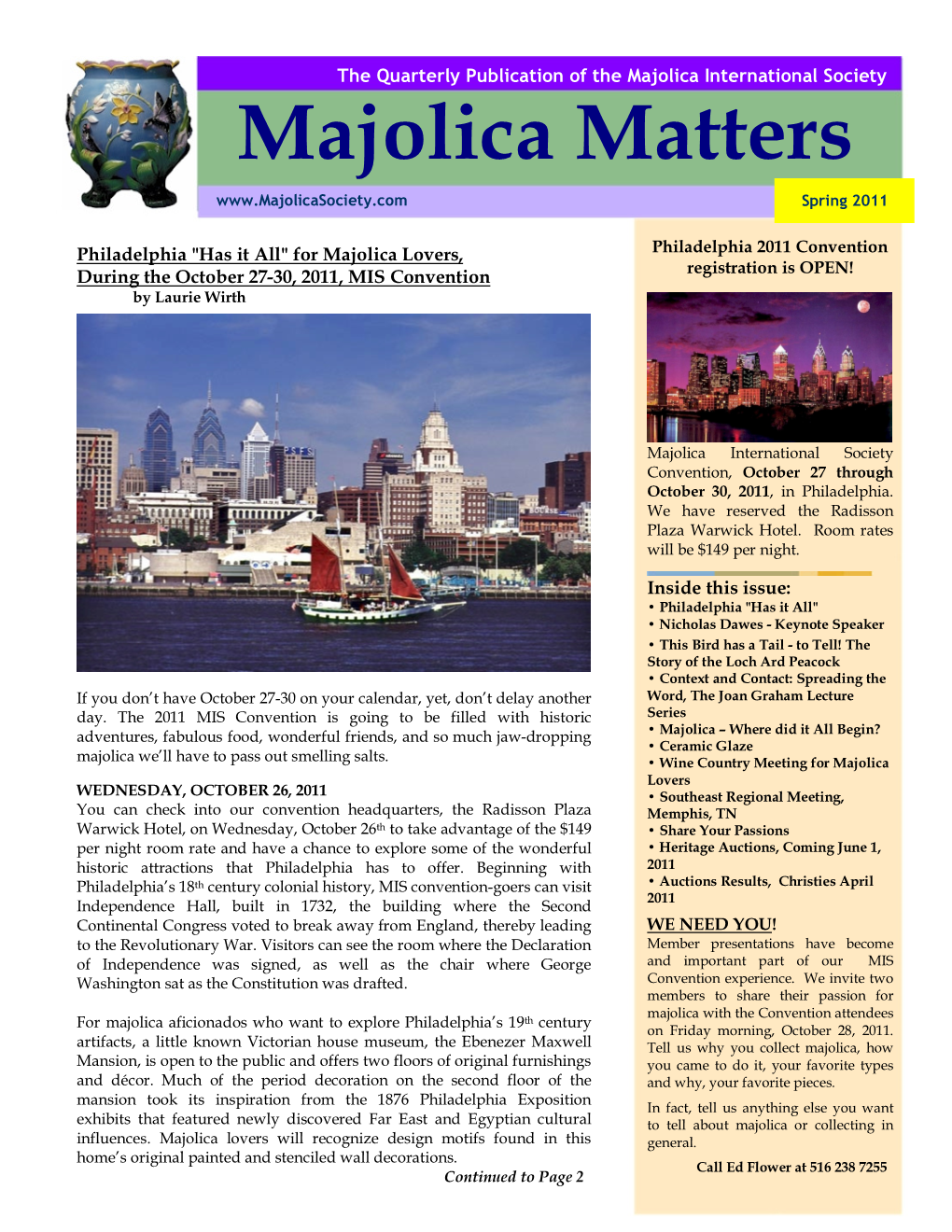 Majolica Matters Spring 2011
