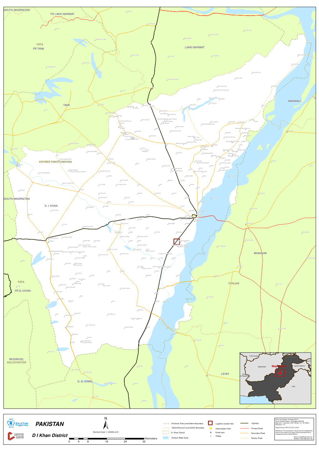 Map of District DI Khan with Provinces