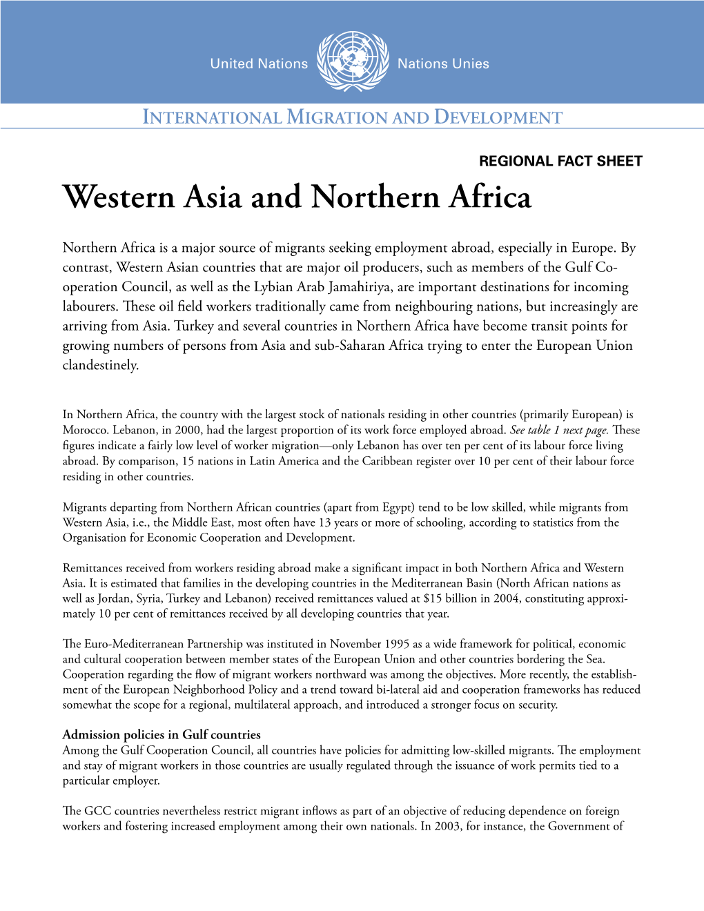 Western Asia and Northern Africa