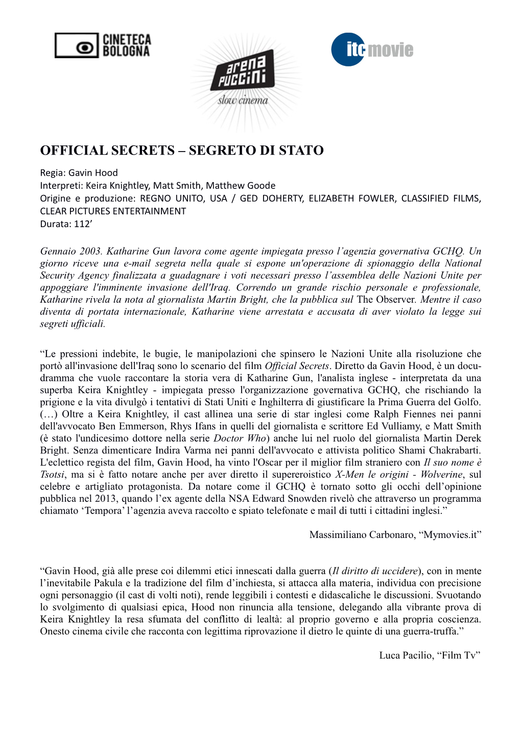 Official Secrets – Segreto Di Stato