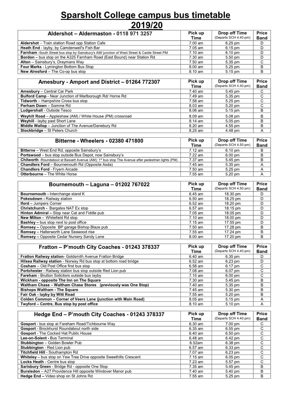 Campus Bus & Train Routes