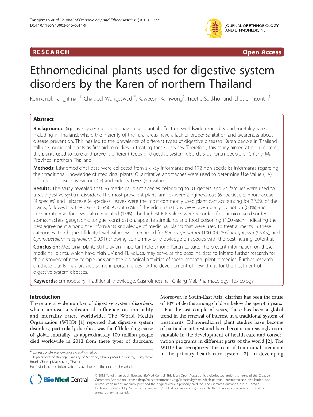 Ethnomedicinal Plants Used for Digestive System Disorders by The