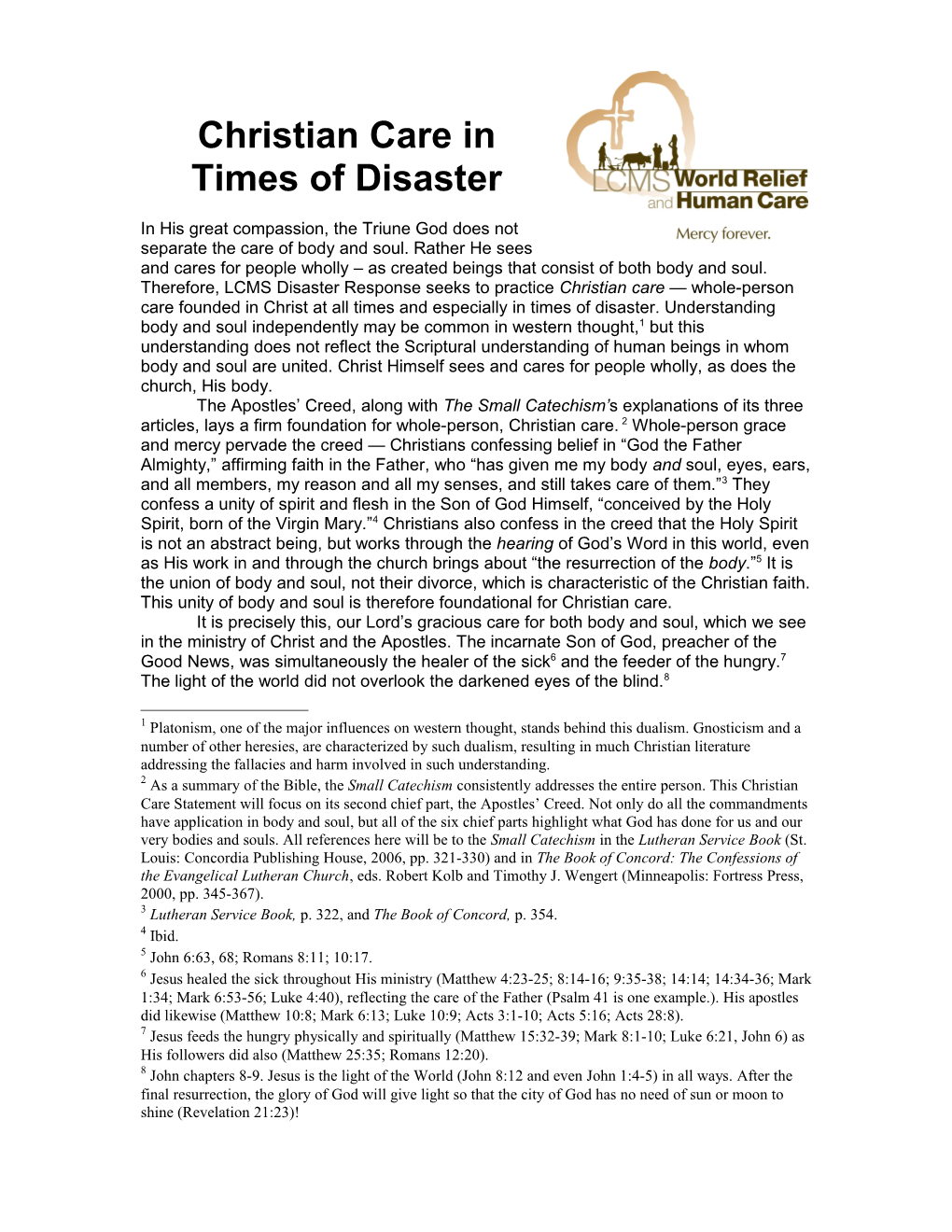 Christian Care in Times of Disaster