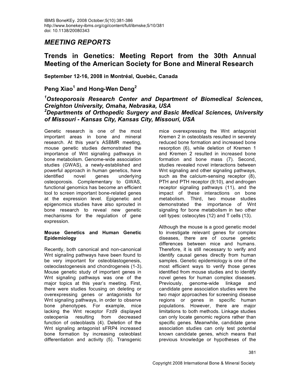 MEETING REPORTS Trends in Genetics