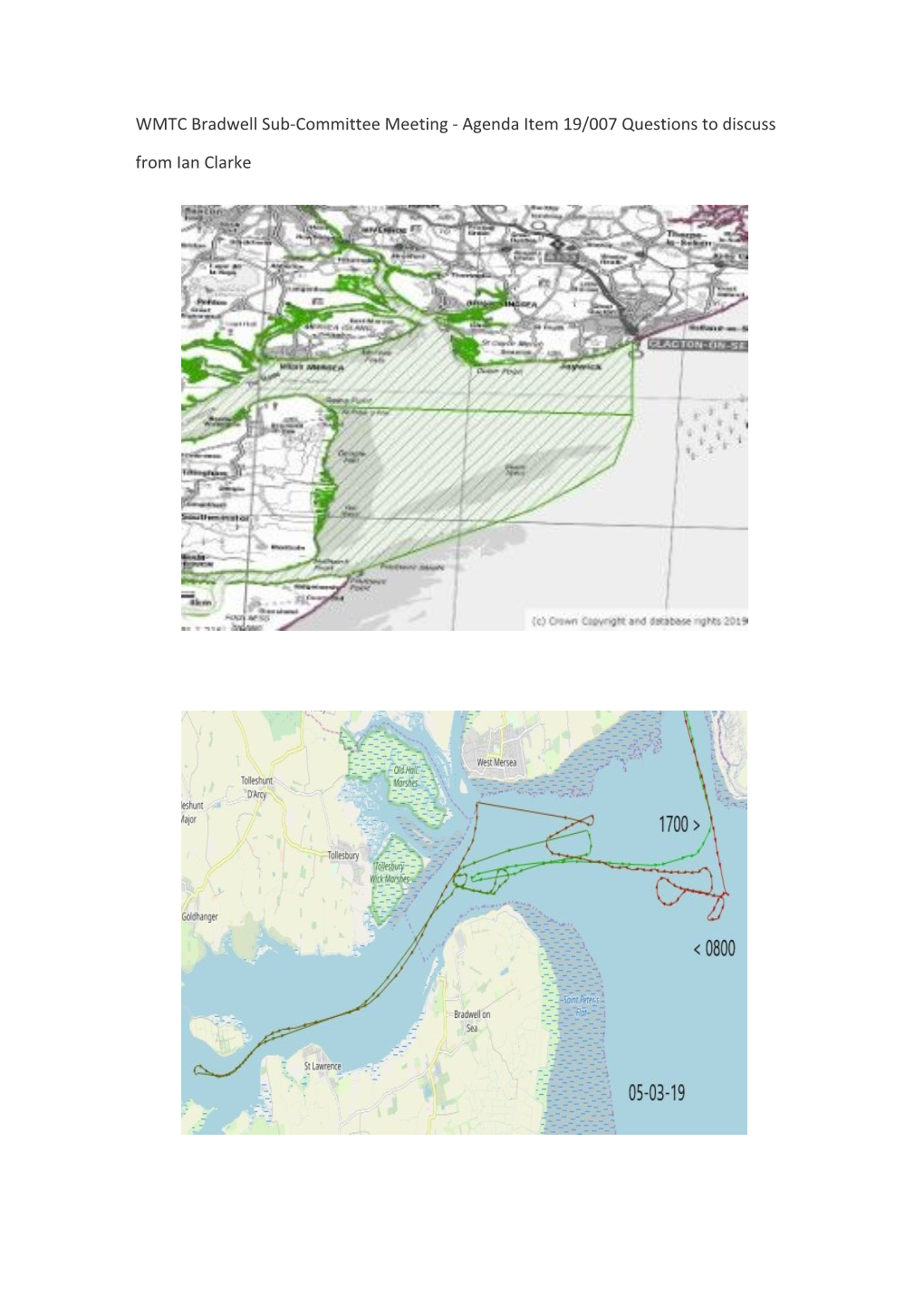 WMTC Bradwell Sub-Committee Meeting - Agenda Item 19/007 Questions to Discuss from Ian Clarke