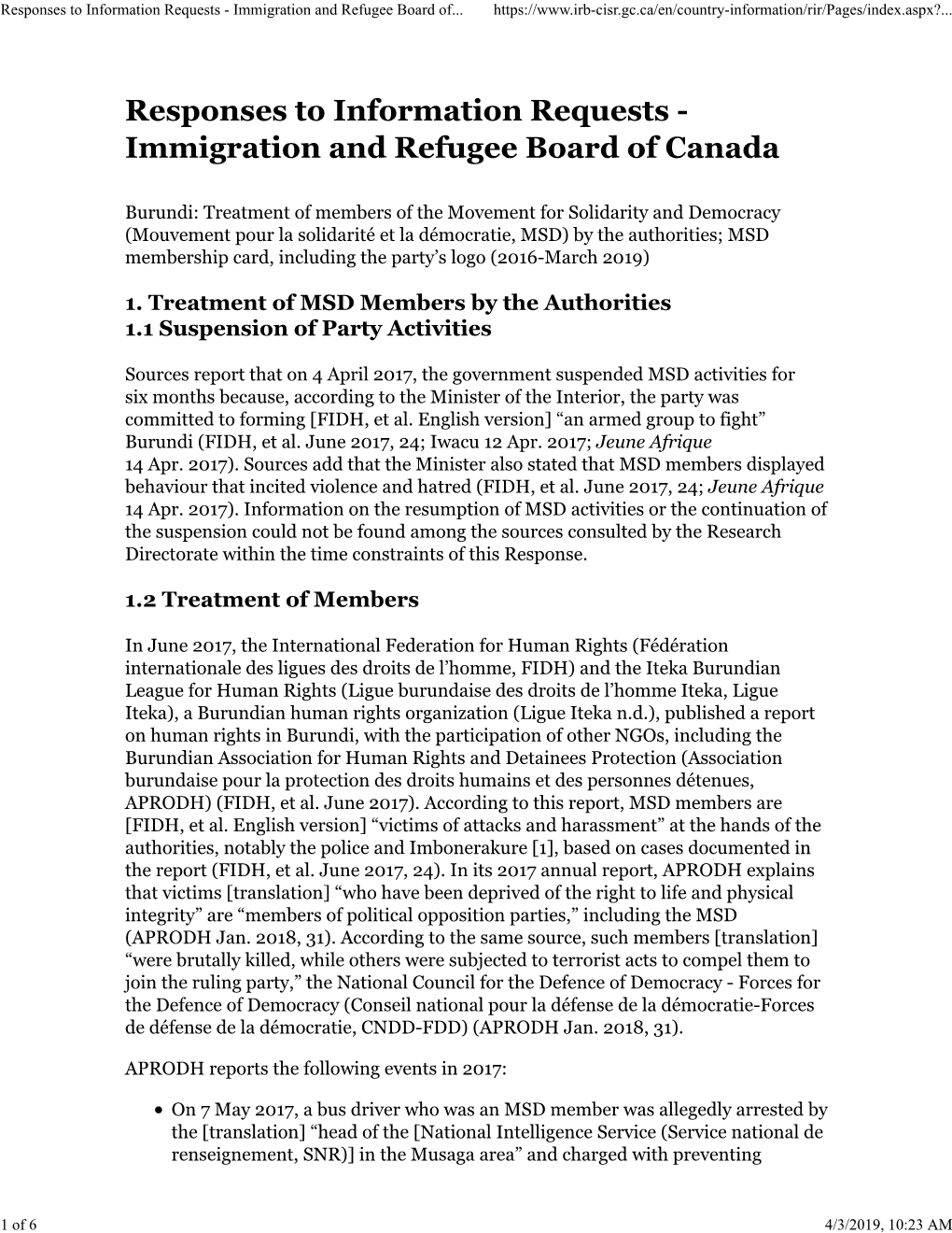 Immigration and Refugee Board of Canada