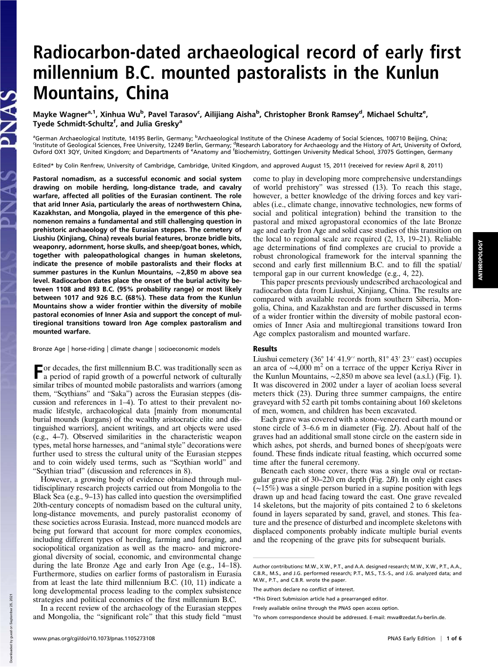 Radiocarbon-Dated Archaeological Record of Early First Millennium B.C