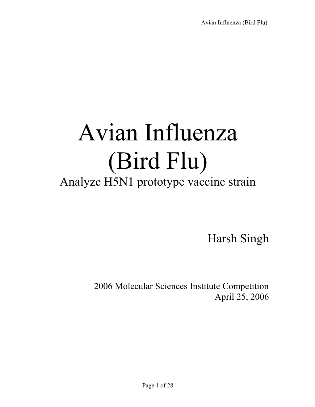 Avian Influenza (Bird Flu)