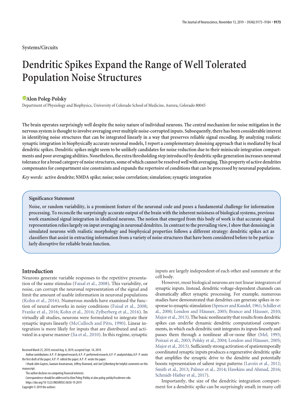 Dendritic Spikes Expand the Range of Well Tolerated Population Noise Structures
