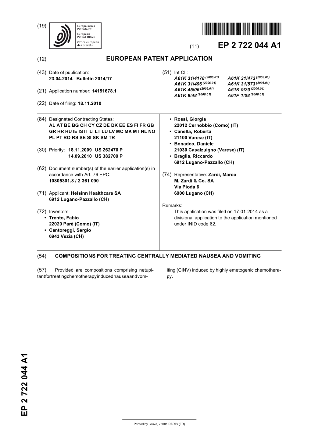 Compositions for Treating Centrally Mediated Nausea and Vomiting