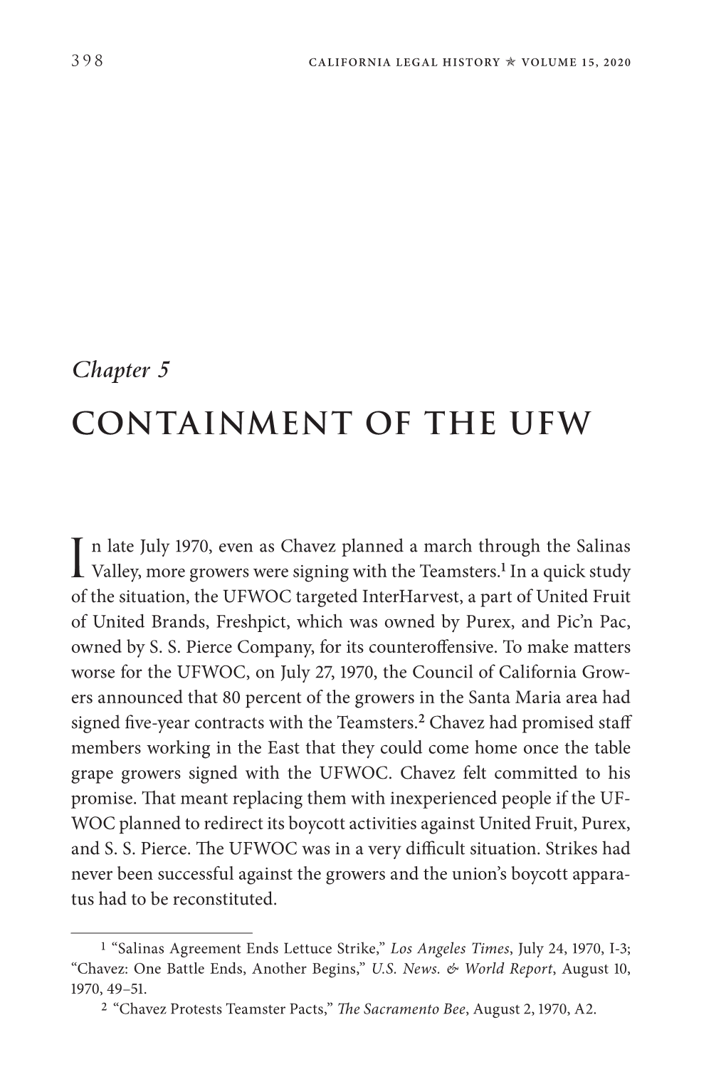 Containment of the Ufw