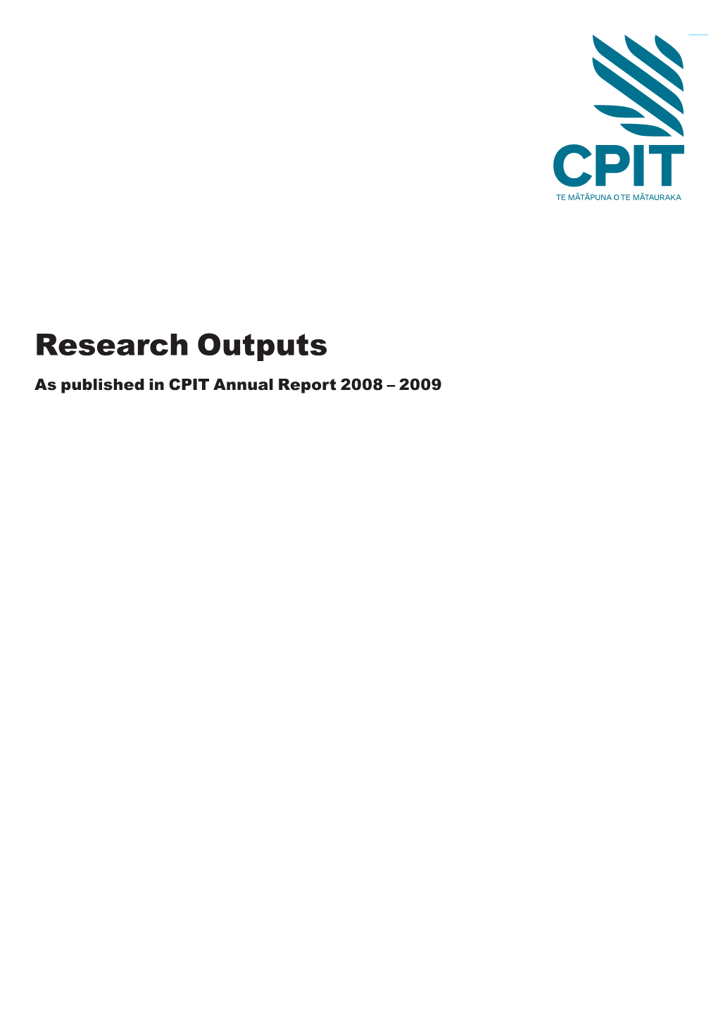 Research Outputs 2008-2009