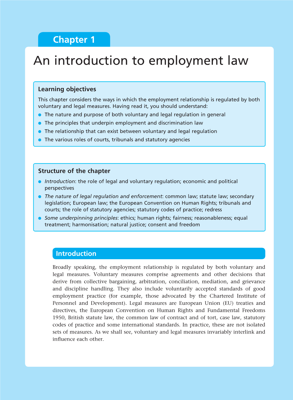 Chapter 1 an Introduction to Employment Law