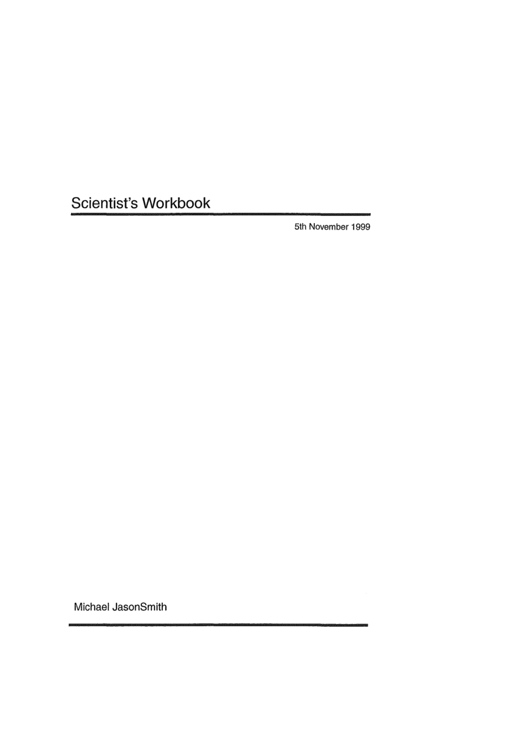 Scientist's Workbook