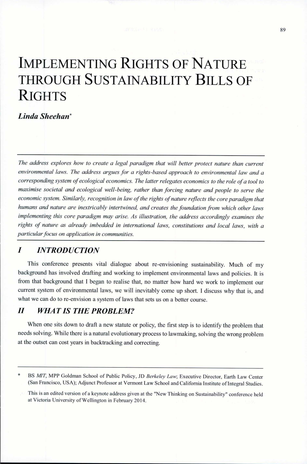 Implementing Rights of Nature Through Sustainability Bills of Rights
