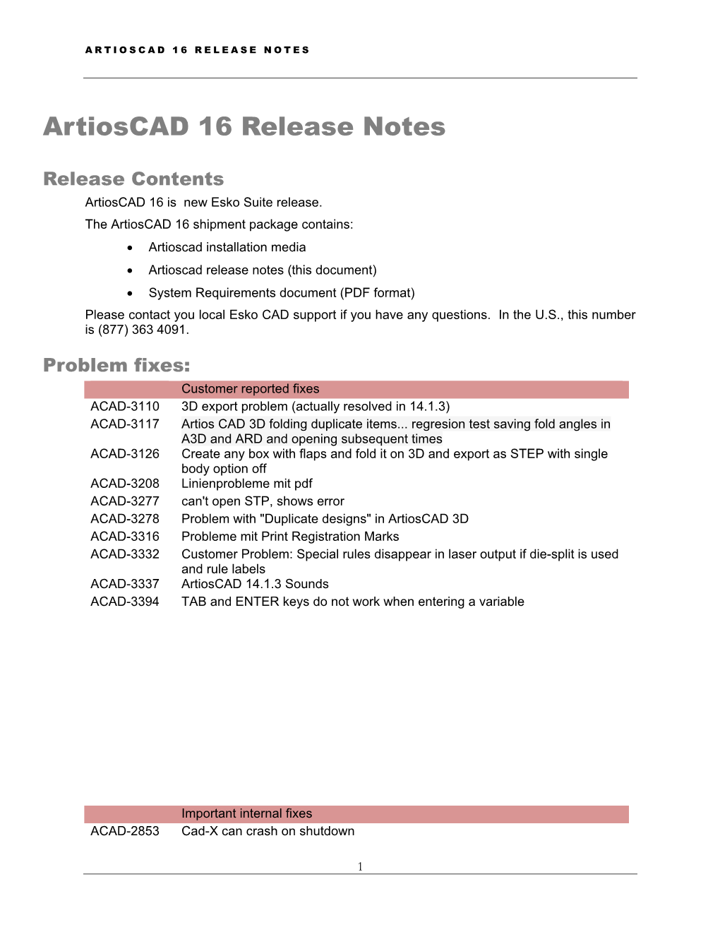 Artioscad 16 Release Notes