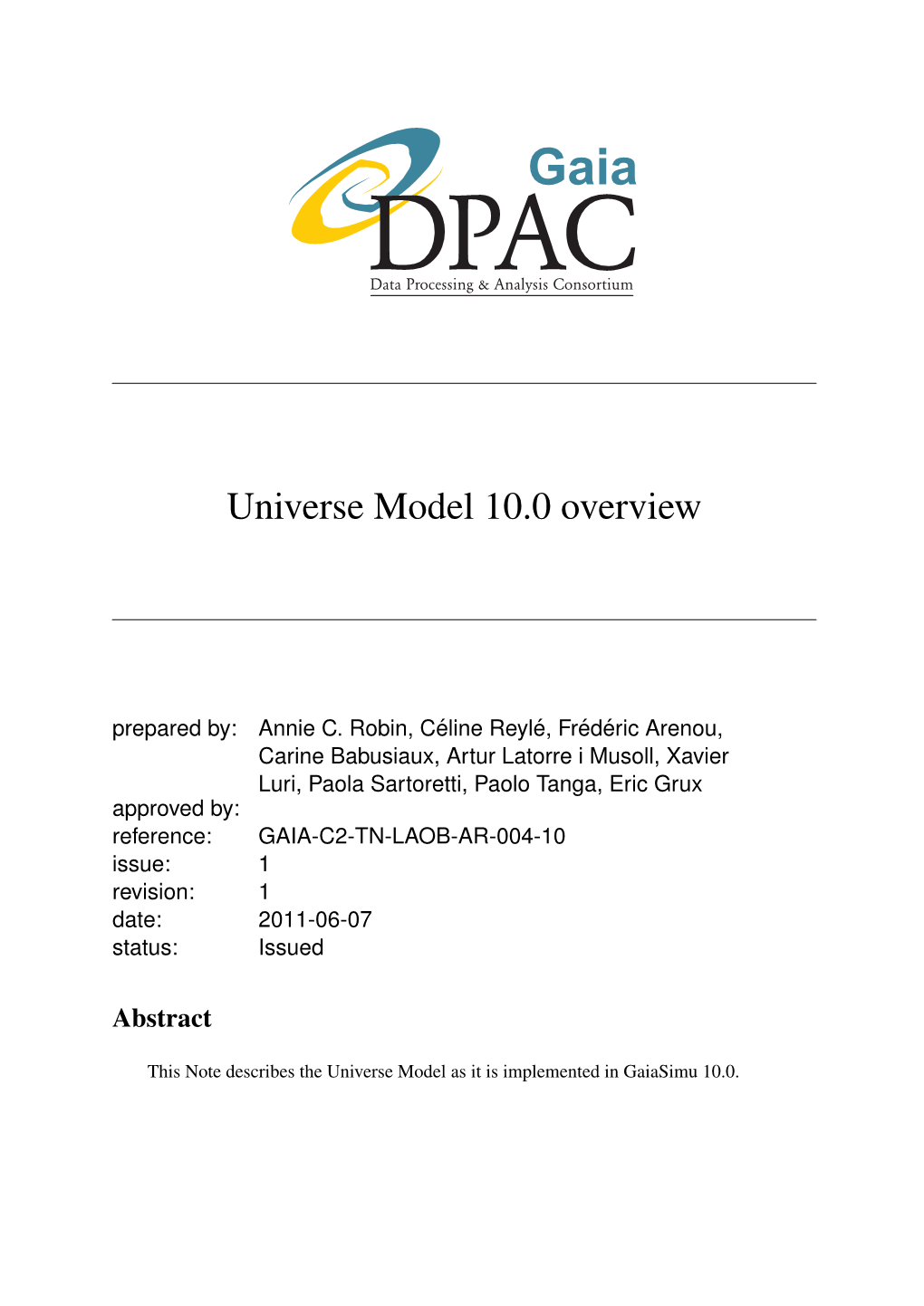 Universe Model 10.0 Overview