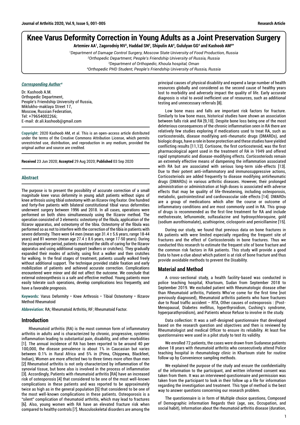 Knee Varus Deformity Correction in Young Adults As a Joint Preservation Surgery