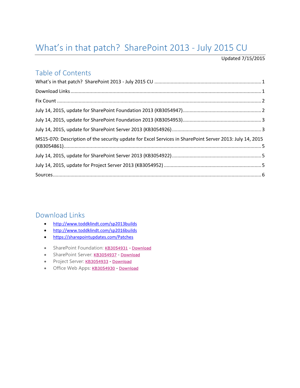 What's in That Patch? Sharepoint 2013