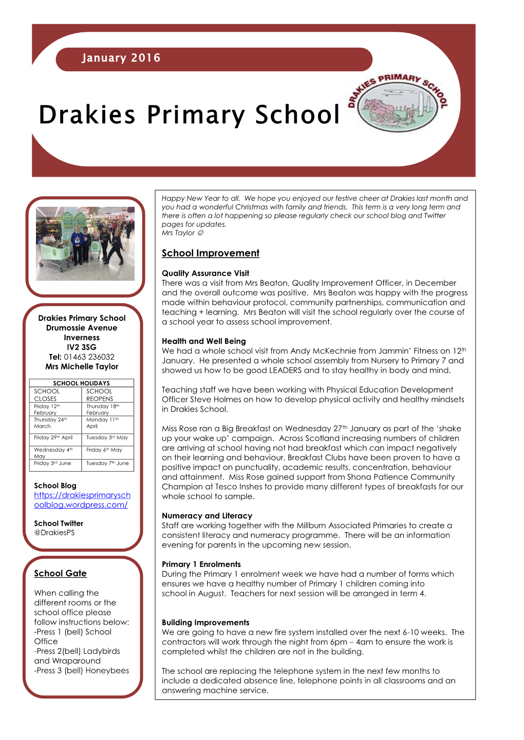 Drakies Primary School Neswetter