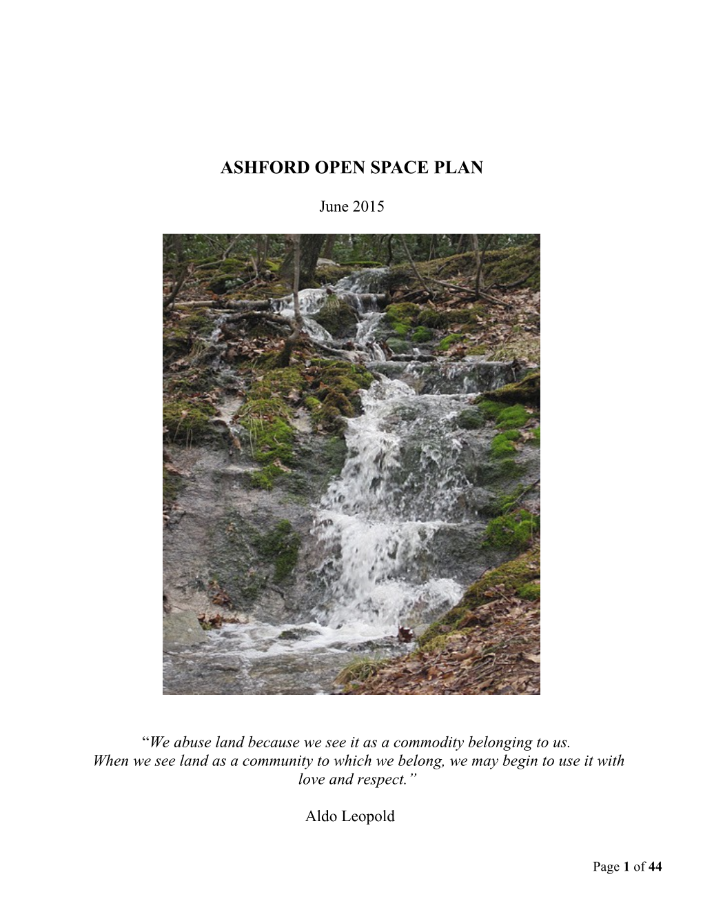 Ashford CT Open Space Plan