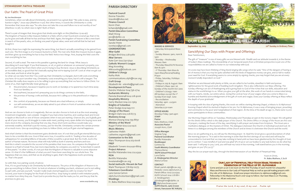 Parish Directory Our Lady of Perpetual Help Parish