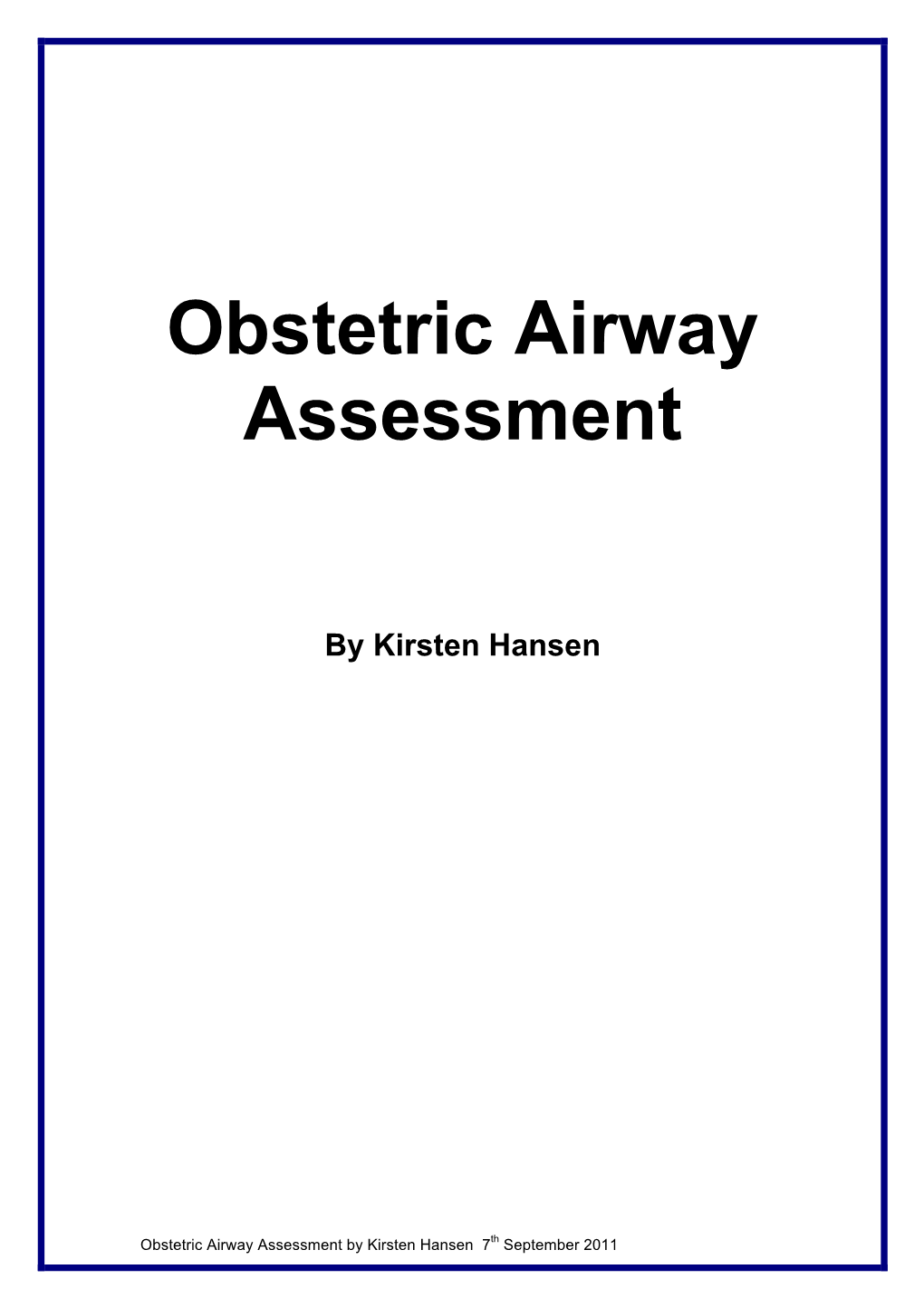 Obstetric Airway Assessment