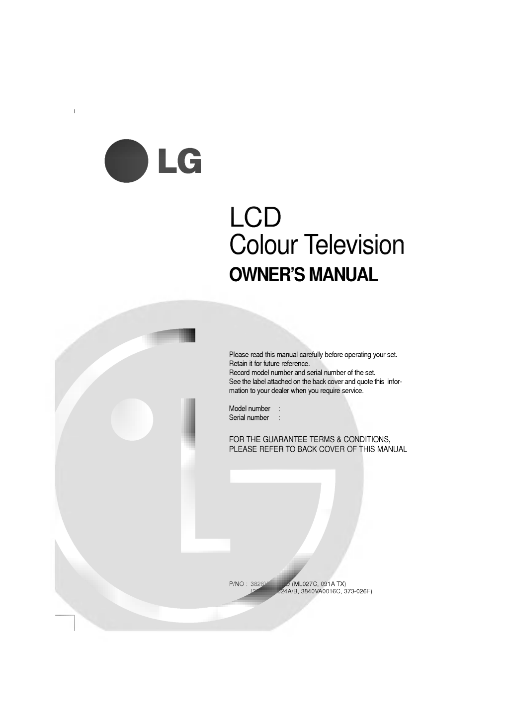 LCD Colour Television OWNER's MANUAL