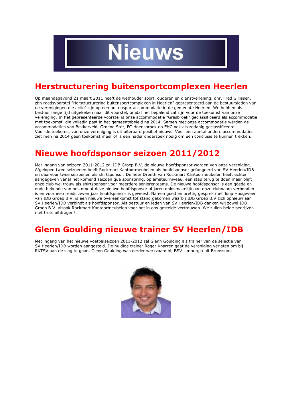 Herstructurering Buitensportcomplexen Heerlen