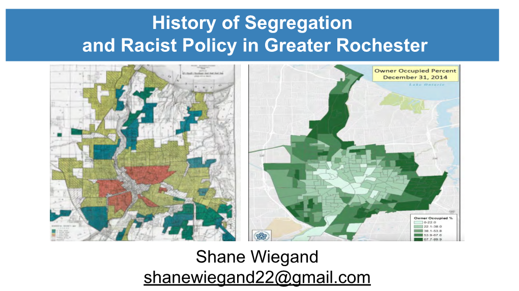 History of Segregation and Racist Policy in Greater Rochester