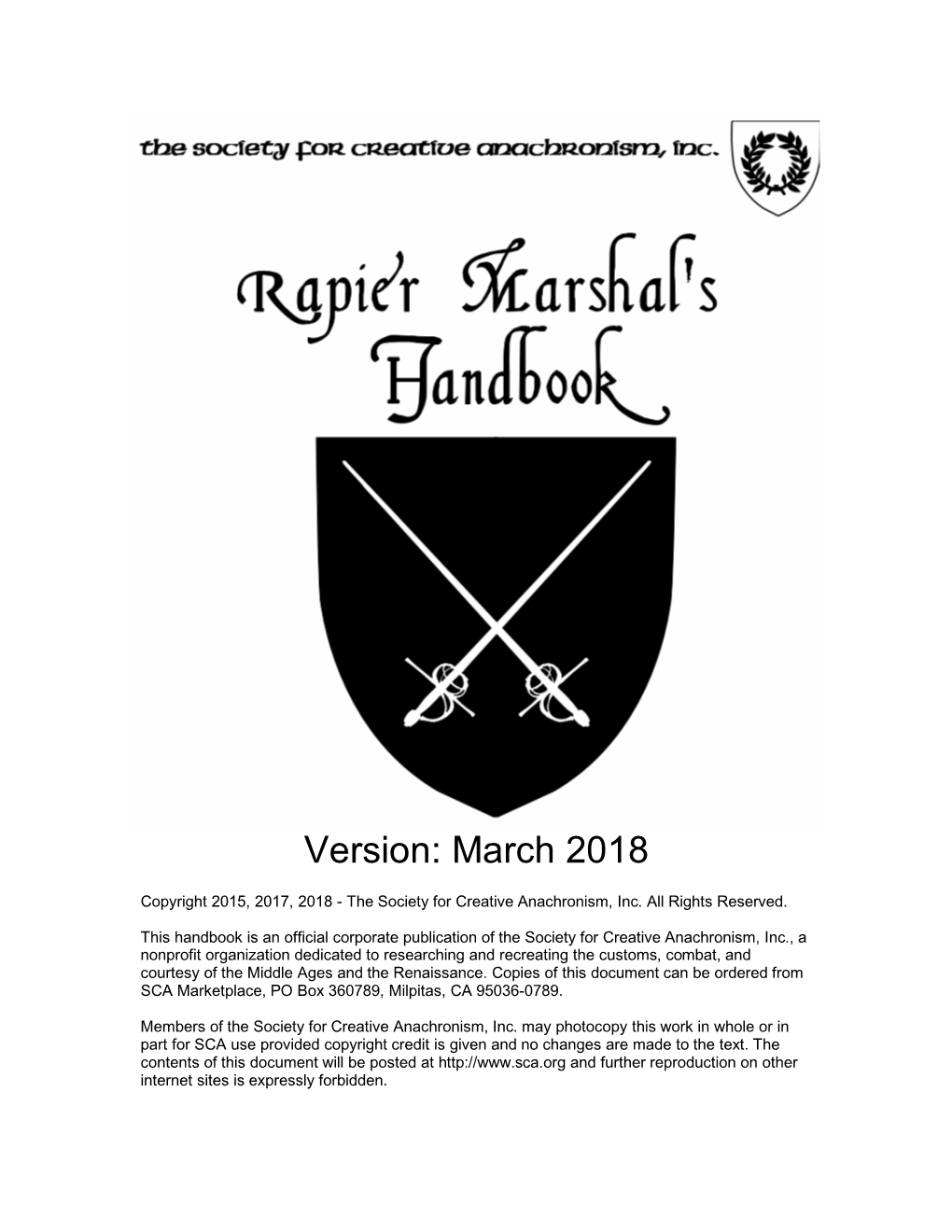 SCA Rapier Marshal's Handbook