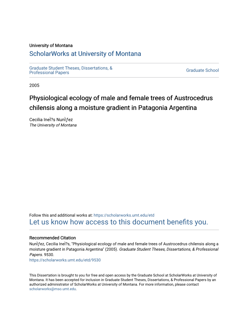 Physiological Ecology of Male and Female Trees of Austrocedrus Chilensis Along a Moisture Gradient in Patagonia Argentina