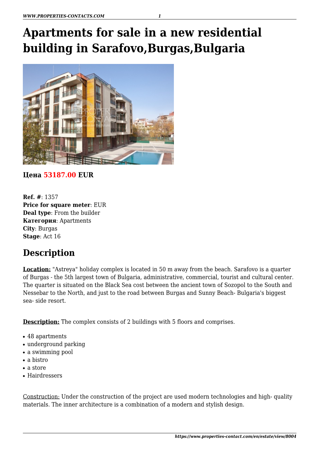 Apartments for Sale in a New Residential Building in Sarafovo,Burgas,Bulgaria