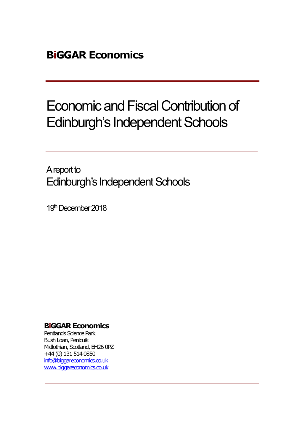 Economic and Fiscal Contribution of Edinburgh's Independent Schools