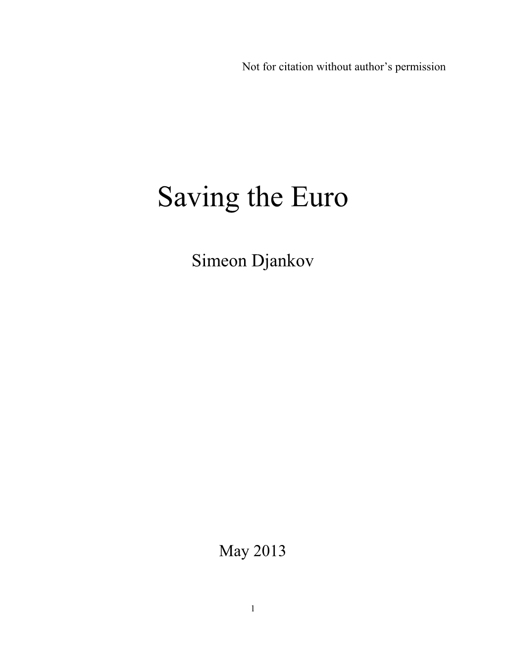 Saving the Euro